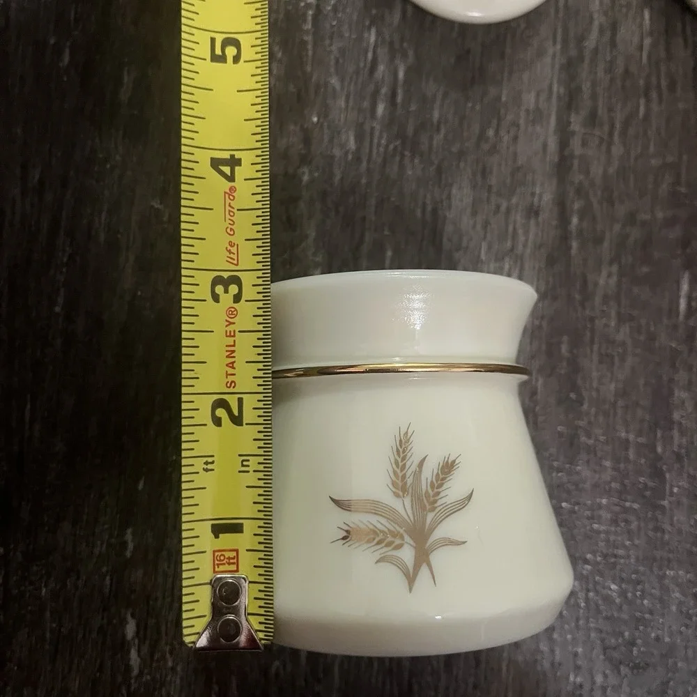 LOT OF 3 Vintage Wheaton Ware Custard Glass Condiment Jar/Jam/Jelly Golden Wheat
